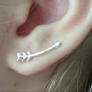 Silver Tone Arrow Ear Climber Sweep Earrings